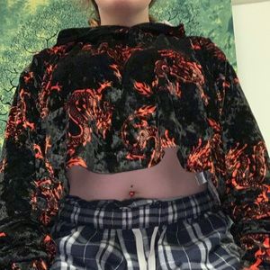 Red dragon suede large crop top